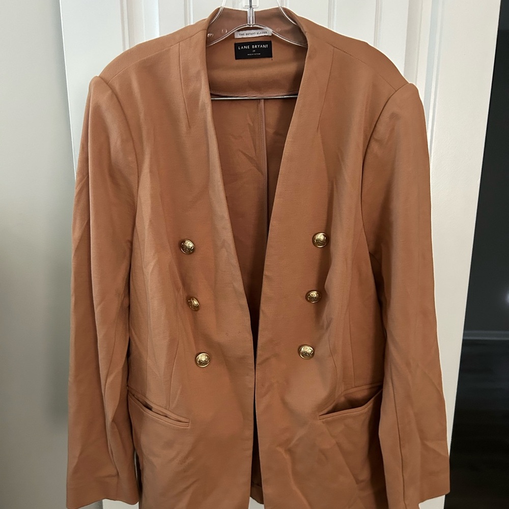 Lane Bryant Camel Blazer with Gold Buttons